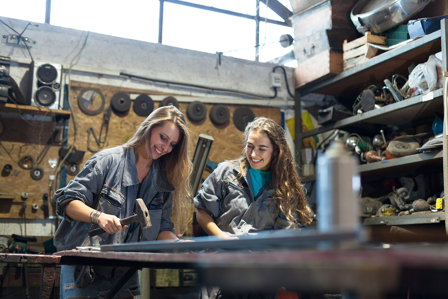 two girls in workshop