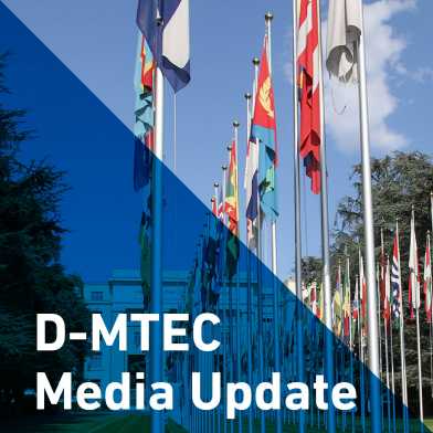 D-MTEC Media Update Title in front of the Palais des Nations, Geneva.