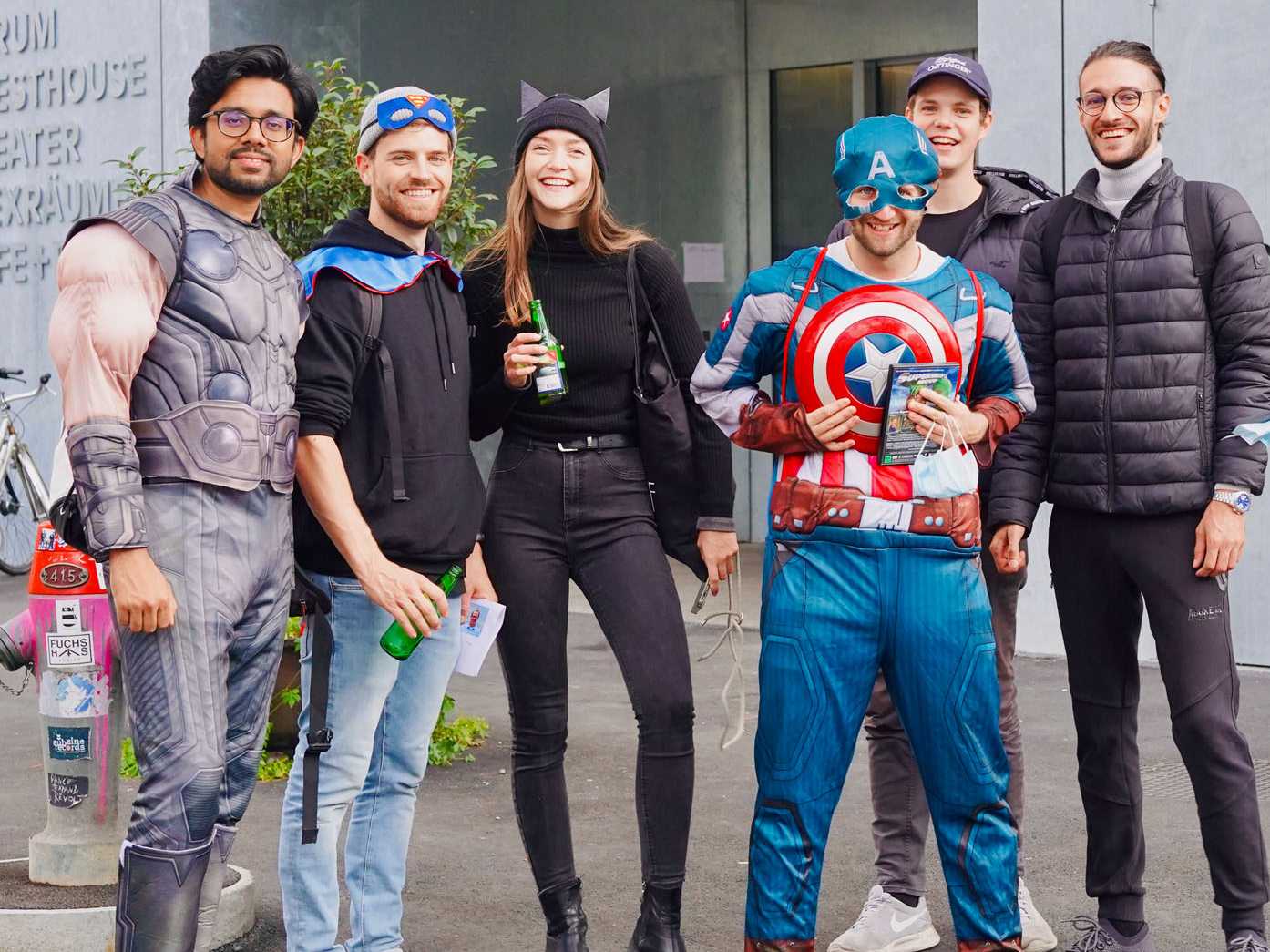 Enlarged view: Students dressed as superheroes.